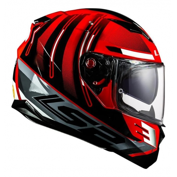 Capacete Moto Fechado Ls2 Ff320 Stream Shadow Preto Vermelho C/ Óculos Interno C/ Selo Inmetro