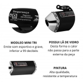 Escapamento Escape Esportivo Bros 160 Nxr160 Ponteira F1 Tri Oval Mini ( Curto ) Fortuna - Preto