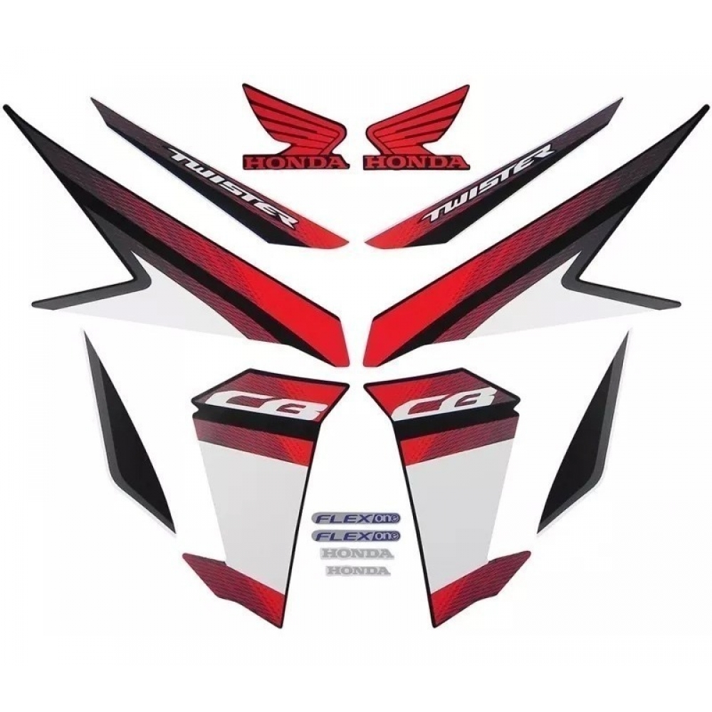 Kit Adesivos Faixas Cb 250 Twister 2017 Preta Jogo Adesivo - Moto 2017 Preta