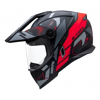 Capacete Moto Bieffe B-Trail Big Trail Conquest Cross Preto Vermelho Fosco C/ Óculos Sol Lançamento