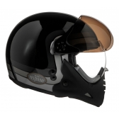 Capacete Moto Aberto Peels F-21 F21 Click Yesterday Vintage Retro C/ 2 Viseiras Queixeira Removível - Preto Cinza Brilho