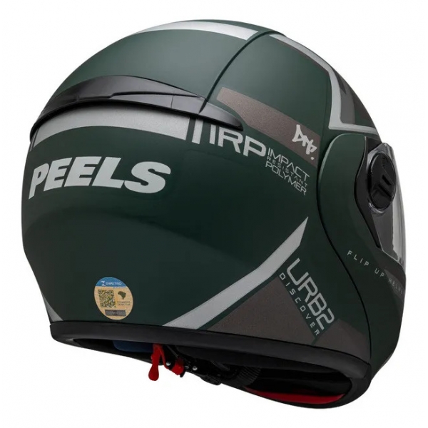 Capacete Moto Robocop Articulado Peels Urban U-Rb2 Discover Verde Militar Escamoteável C/ Oculos