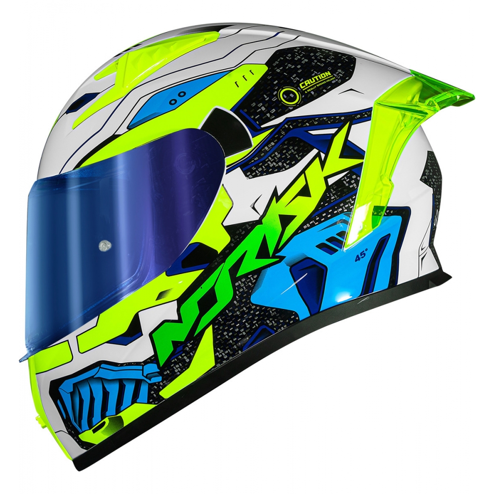 Capacete Moto Norisk Flow Robot Branco Amarelo C/ Spoiler + Viseira Extra Lançamento