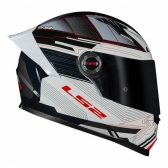 Capacete Moto Fechado LS2 FF358 Classsic S Digital Striker C/ Spoiler Masculino Feminino Lançamento - Branco Preto