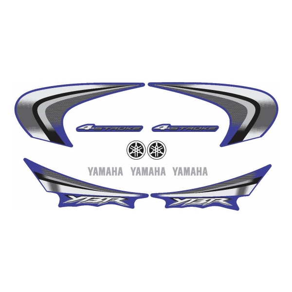 Kit Adesivos Faixas Moto Yamaha Ybr 125 Azul 2008 Jogo Adesivo Modelo Original Jotaesse