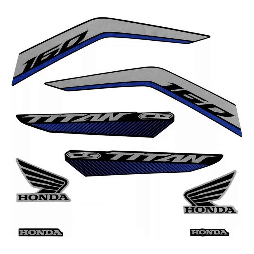 Kit Adesivos Faixas Moto CG Titan 160 2022 Cinza Prata Jogo Adesivo Jotaesse