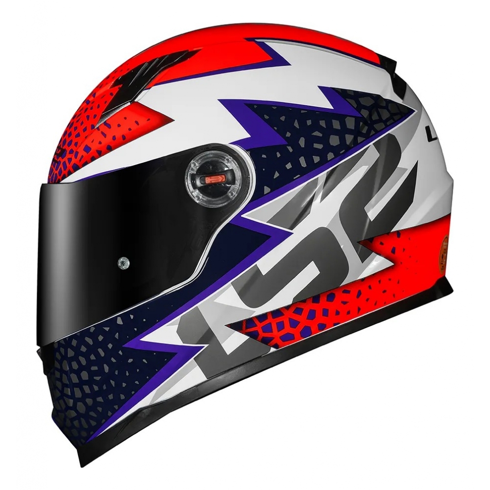 Capacete Moto Esportivo Fechado Ls2 Ff358 Classic Speedy Branco Roxo Laranja C/ Selo Inmetro