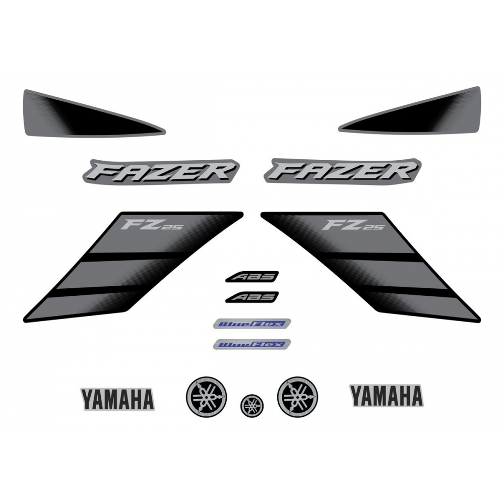 Kit Adesivos Faixas Moto Fazer 250 Fz 2022Jogo Adesivo Mod Original Jotaesse - Preta
