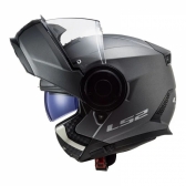 Capacete Moto Articulado Robocop LS2 FF902 Scope Monocolor Titanium Fosco Escamoteável C/ Óculos - Preto Fosco