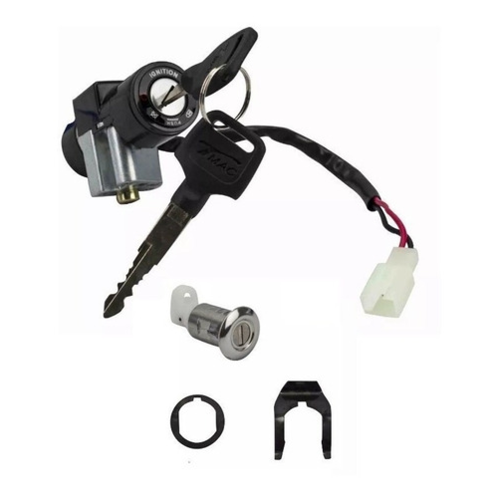 Kit Chave Contato Miolo Ignição Moto Biz 125 2006 2007 2008 Jogo C/ Trava Banco