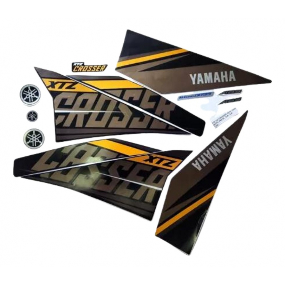 Kit Adesivos Faixas Moto XTZ 150 Crosser 2019 2020 Preta Jogo Adesivo Jotaesse