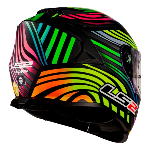 Capacete Moto Fechado Ls2 Ff800 Storm Power Arco Iris Preto Rainbow C/ Óculos Interno C/ Selo Inmetro