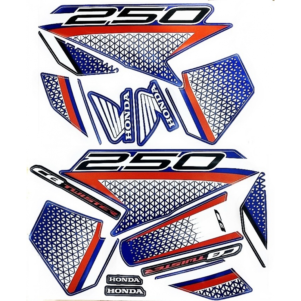Kit Adesivos Faixas Moto Cb 250 Twister CBS 2022 Azul Jogo Adesivo Jotaesse