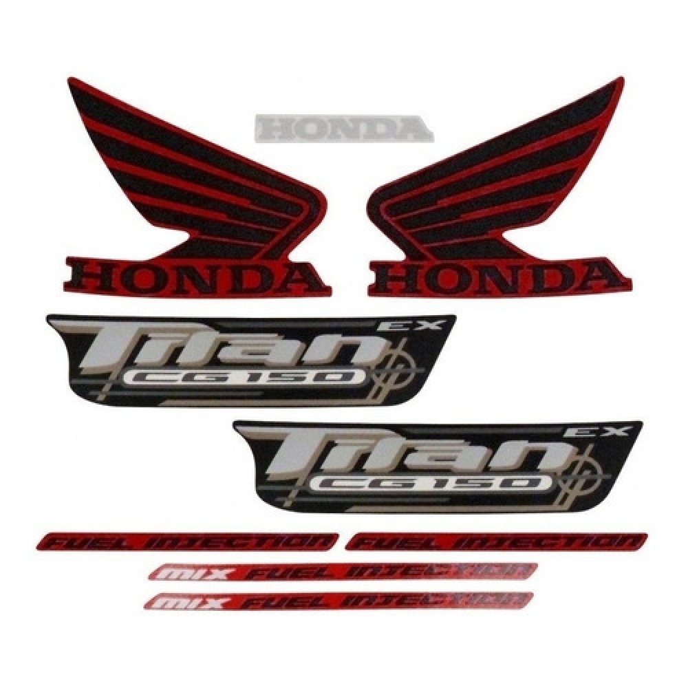 Kit Adesivos Faixas Titan 150 Ex Vermelha 2010 Jogo Adesivo