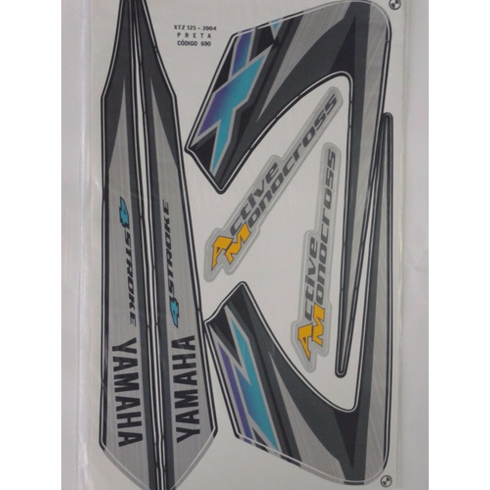 Kit Adesivos Faixas Yamaha Xtz 125 2004 Preta Jogo Adesivo