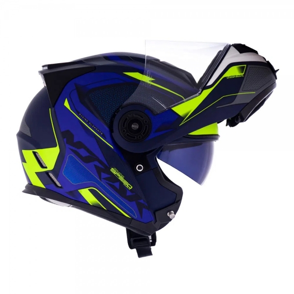 Capacete Moto Robocop Escamoteável Norisk Route FF345 Speedmax Articulado C/ Óculos E Selo Inmetro - Azul Amarelo Fosco