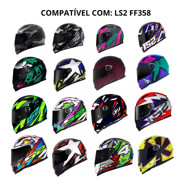 Viseira Colorida Capacete Ls2 Ff358 Ff396 Fw3 Gt Gtn Gtx Gt5 Gt2 Anti Risco Proteção UV Original LS2 - Fumê