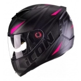 Capacete Feminino Moto Peels Icon Fast Preto Fosco Rosa Esportivo C/ Óculos Sol C/ Selo Inmetro