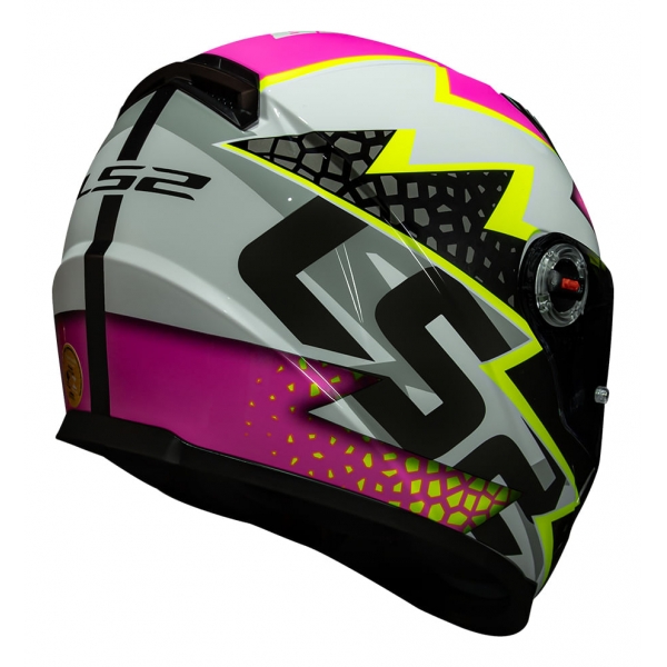 Capacete Moto Feminino Fechado Ls2 Ff358 Classic Speedy Branco Rosa C/ Selo Inmetro Lançamento