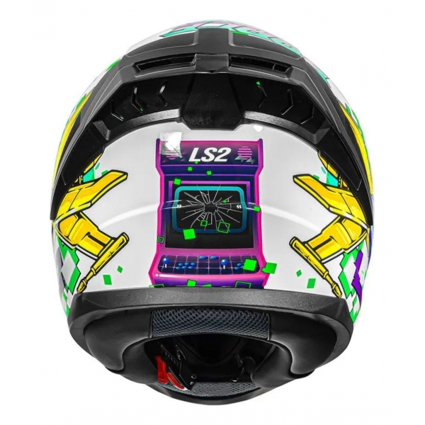 Capacete Moto LS2 FF810 Vigo Space Attack  Branco C/ Spoiler Masculino Feminino Lançamento