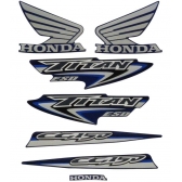 Kit Adesivos Faixas Moto Titan 150 ESD 2007 Azul Jogo Adesivo Jotaesse