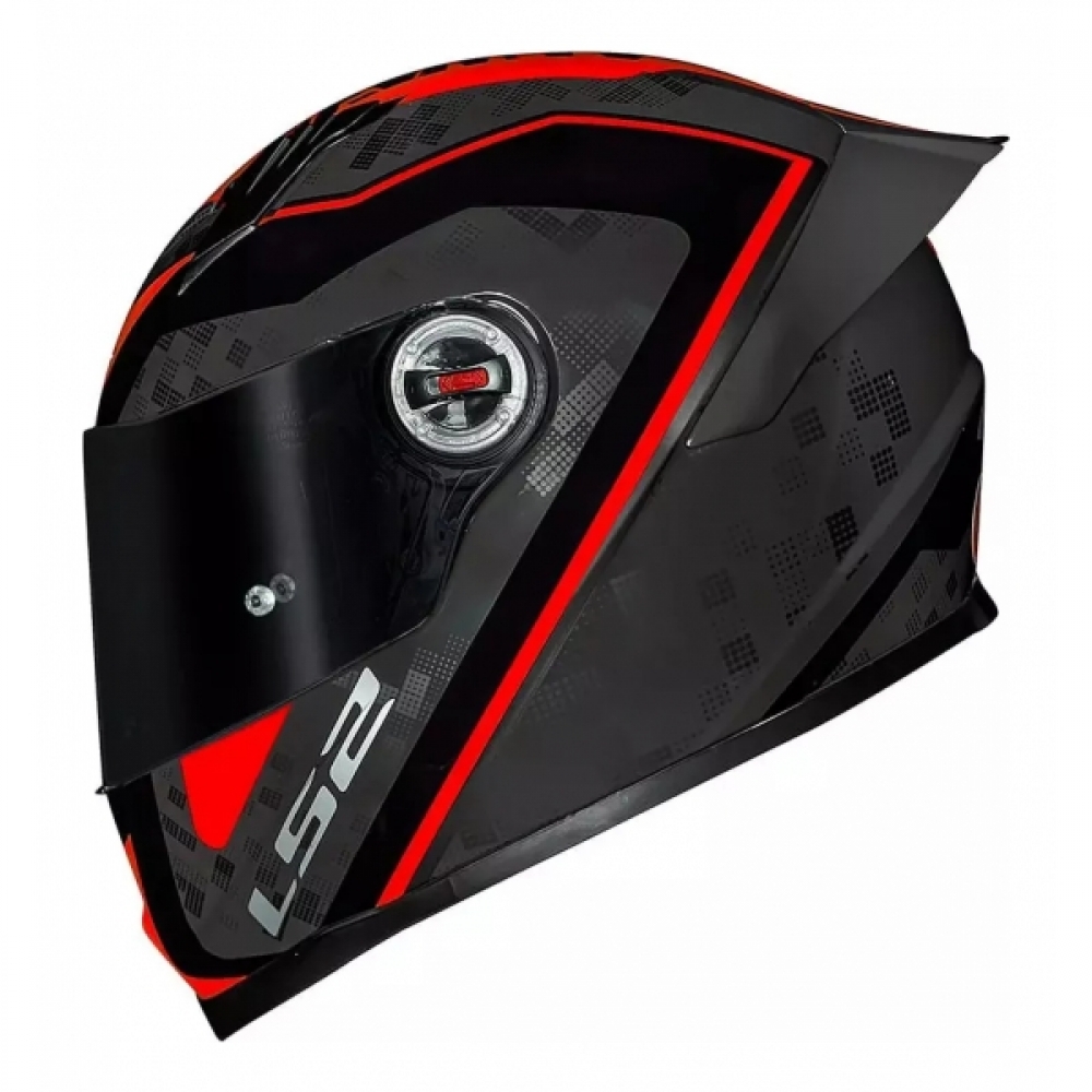 Capacete Moto LS2 FF358 Classsic S Striker Titanium Vermelho C/ Spoiler Masculino Feminino Lançamento