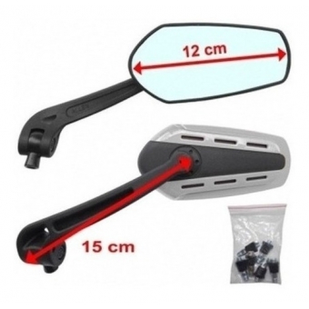 Par De Espelho Retrovisor Esportivo Prata Universal P/ Motos