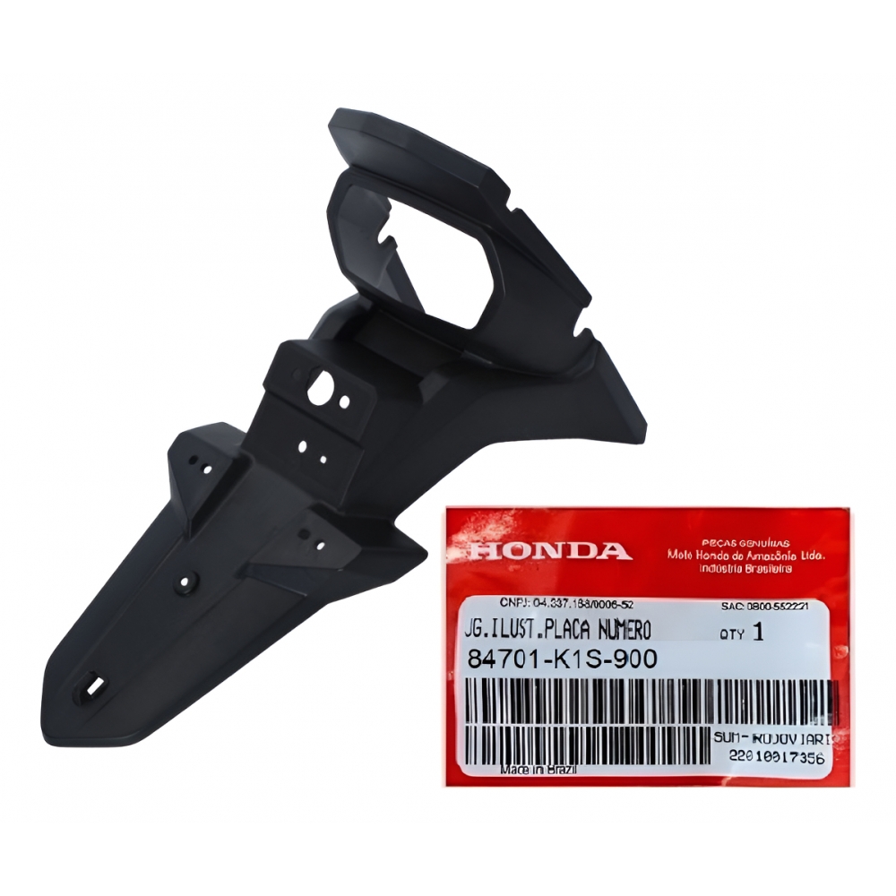 Paralama Suporte Placa Traseiro Moto Nxr Bros 160 Xre 190 2025 Ed Original Honda 84701K1S900 - Preto