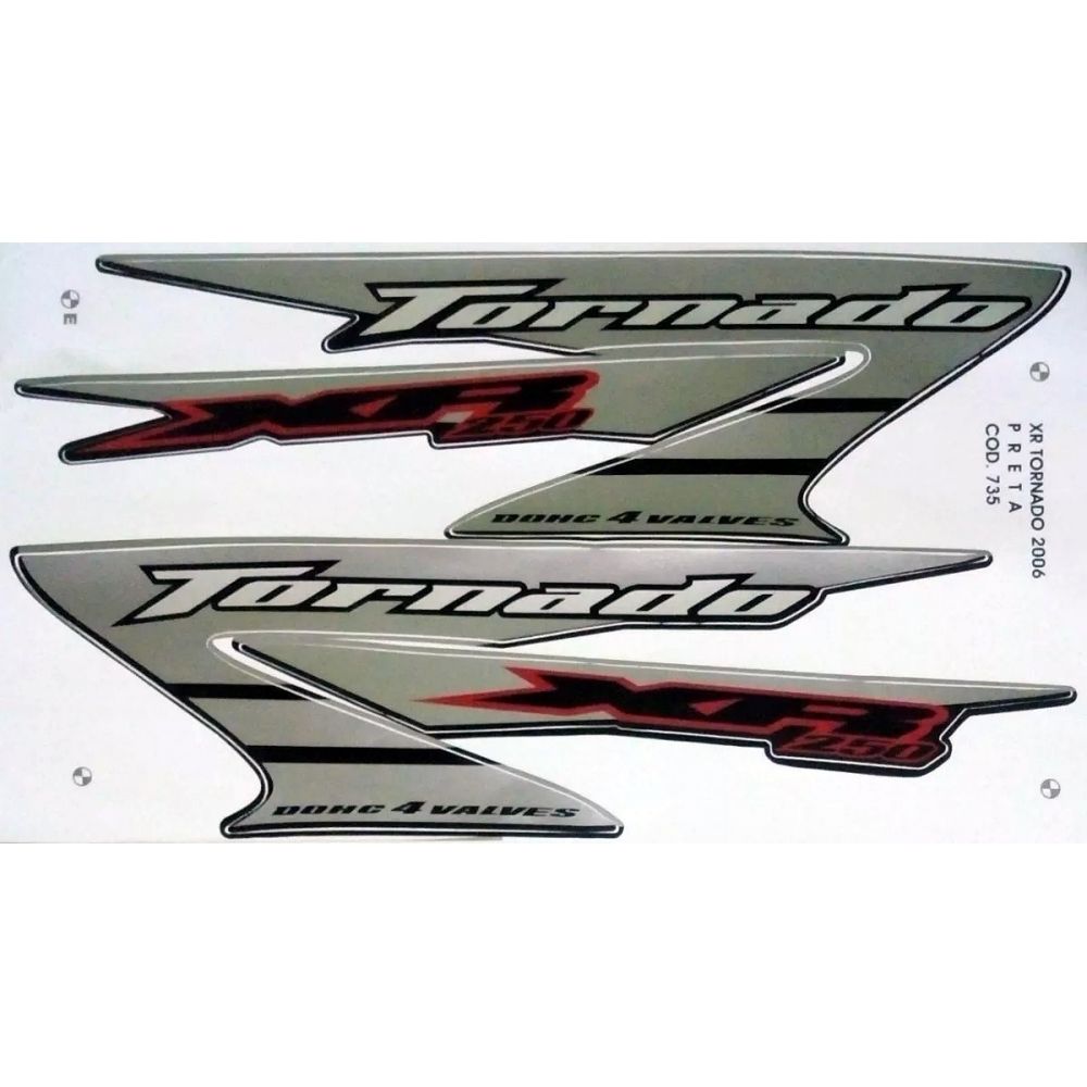 Kit Adesivos Faixa Moto Xr 250 Tornado 2006 Preta ( Jogo Adesivo ) - Jotaesse