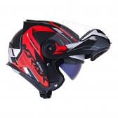Capacete Moto Robocop Escamoteável Norisk Route FF345 Speedmax Articulado C/ Óculos E Selo Inmetro - Preto Vermelho Fosco