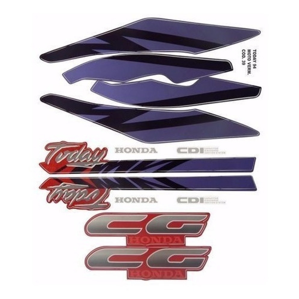 Kit Adesivos Faixa Cg Today 125 Vermelha 1994 Jogo Adesivo