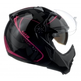 Capacete Moto Feminino Peels Mirage Edge Preto Rosa Custom Aviador C/ Óculos Queixeira Removível