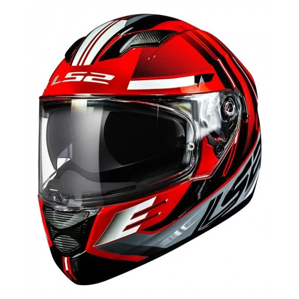 Capacete Moto Fechado Ls2 Ff320 Stream Shadow Preto Vermelho C/ Óculos Interno C/ Selo Inmetro