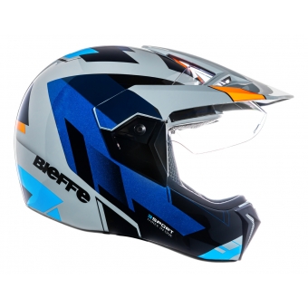 Capacete Moto Bieffe 3 Sport React Esportivo Cross Trilha Cinza Azul C/ Selo Inmetro Lançamento