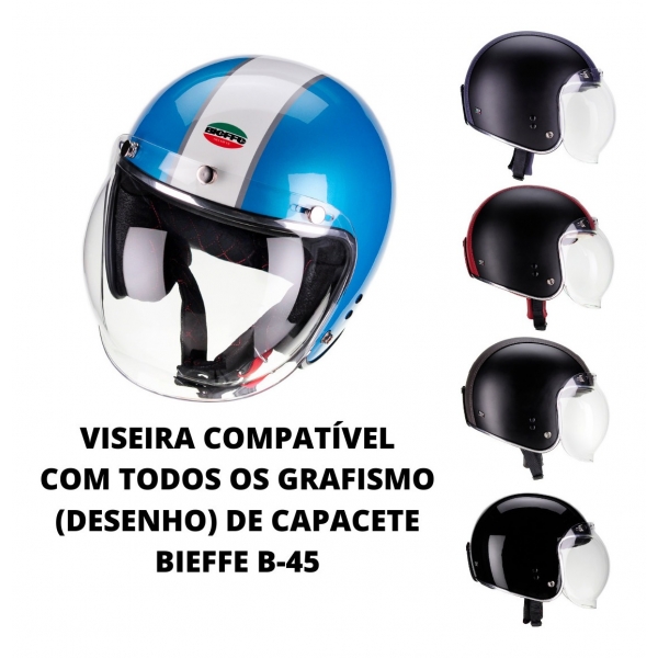 Viseira Bolha Fumê Bubble Capacete Custom Bieffe B45 Original Fume - Cristal