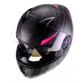 Capacete Feminino Moto Peels Icon Fast Preto Fosco Rosa Esportivo C/ Óculos Sol C/ Selo Inmetro