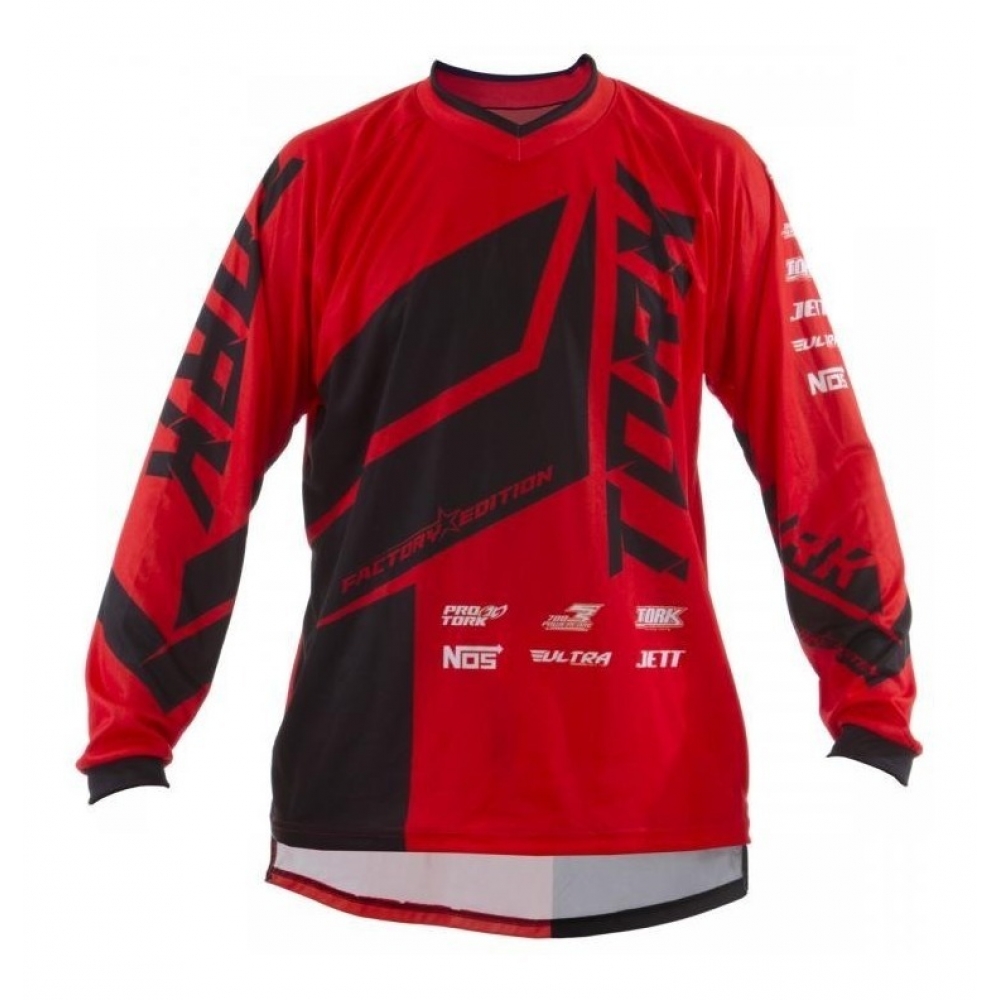 Camisa Moto Cross Trilha Raly Factory Edition Vermelha Preta - Vermelho