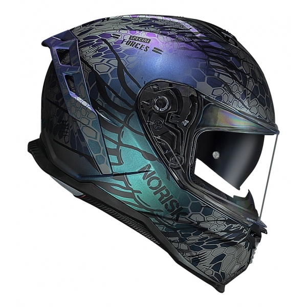 Capacete Moto Masculino Feminino Norisk Strada 2 Militar Força Especial Cobra Fechado C/ Óculos