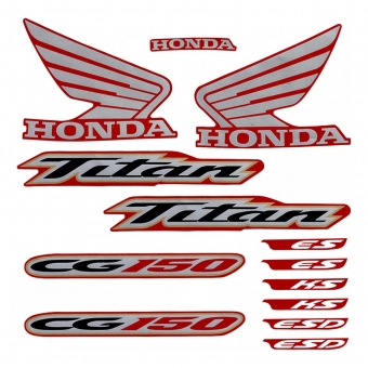 Kit Adesivos Faixas Moto Titan 150 2005 Ks Es Esd Vermelha Jogo Adesivo