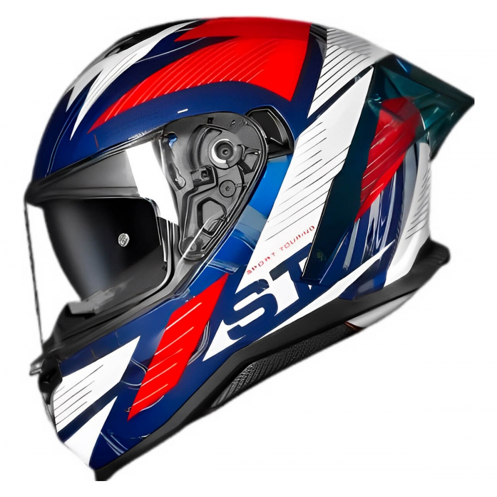 Capacete Moto Esportivo Fechado Norisk Strada 2 St Branco Azul Vermelho C/ Óculos Interno Lançamento