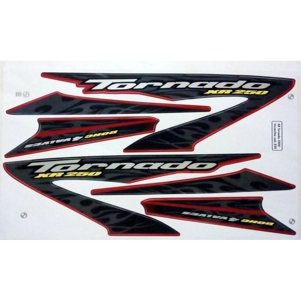Kit Adesivos Faixa Moto Xr 250 Tornado 2008 Vermelha ( Jogo Adesivo ) - Jotaesse