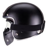 Capacete Aberto Custom Bieffe B45 Harley Old School Vintage Cafe Racer Preto Couro Marrom C/ Selo Inmetro
