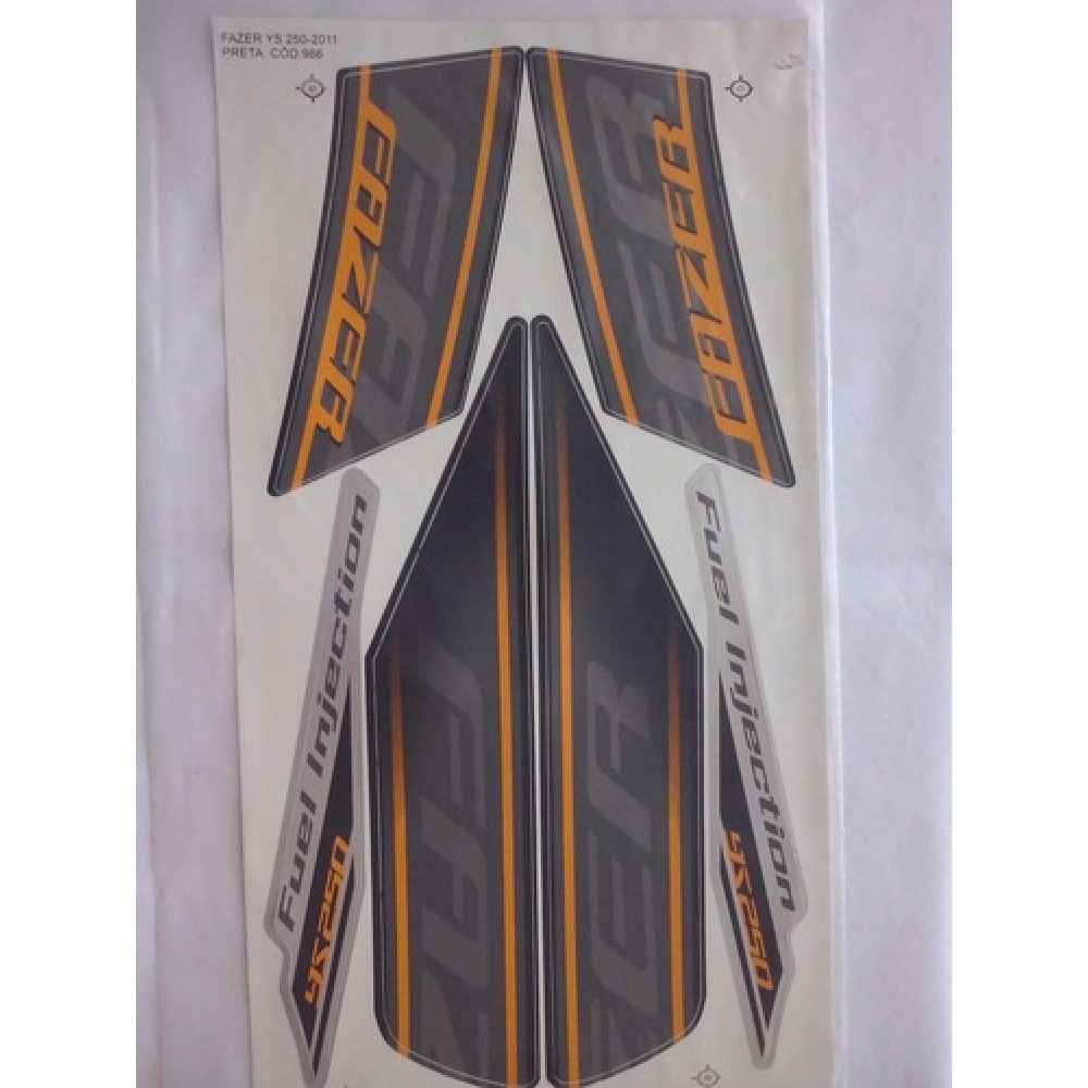 Kit Adesivos Faixas Yamaha Fazer 250 Ys250 Preta 2011 Jogo Adesivo