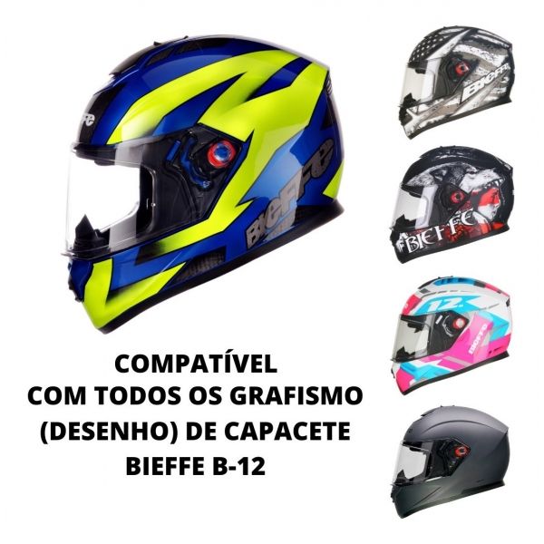 Viseira Preta Fume Para Capacete Bieffe B12 Original - Fumé