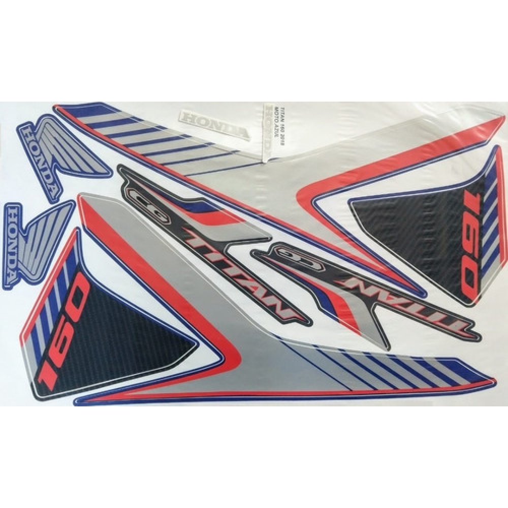 Kit Adesivos Faixa Honda Cg Titan 160 Azul 2018 Jogo Adesivo