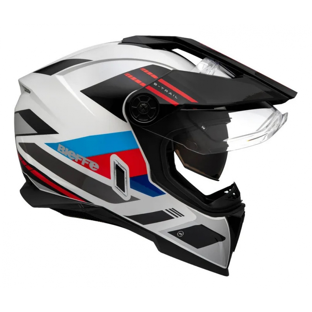 Capacete Moto Bieffe B-Trail Big Trail Advance Branco Preto Azul Vermelho C/ Óculos Sol Lançamento