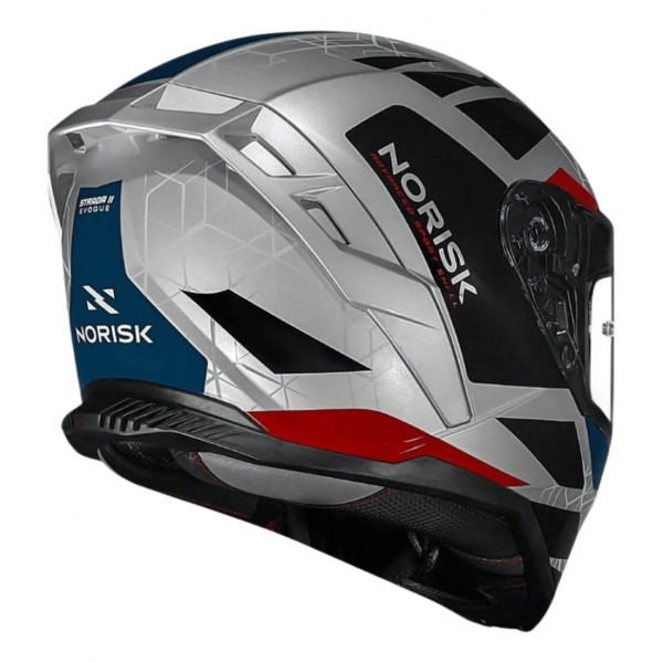 Capacete Moto Fechado Norisk Strada 2 Evoque Cinza Azul Vermelho C/ Óculos Interno Lançamento