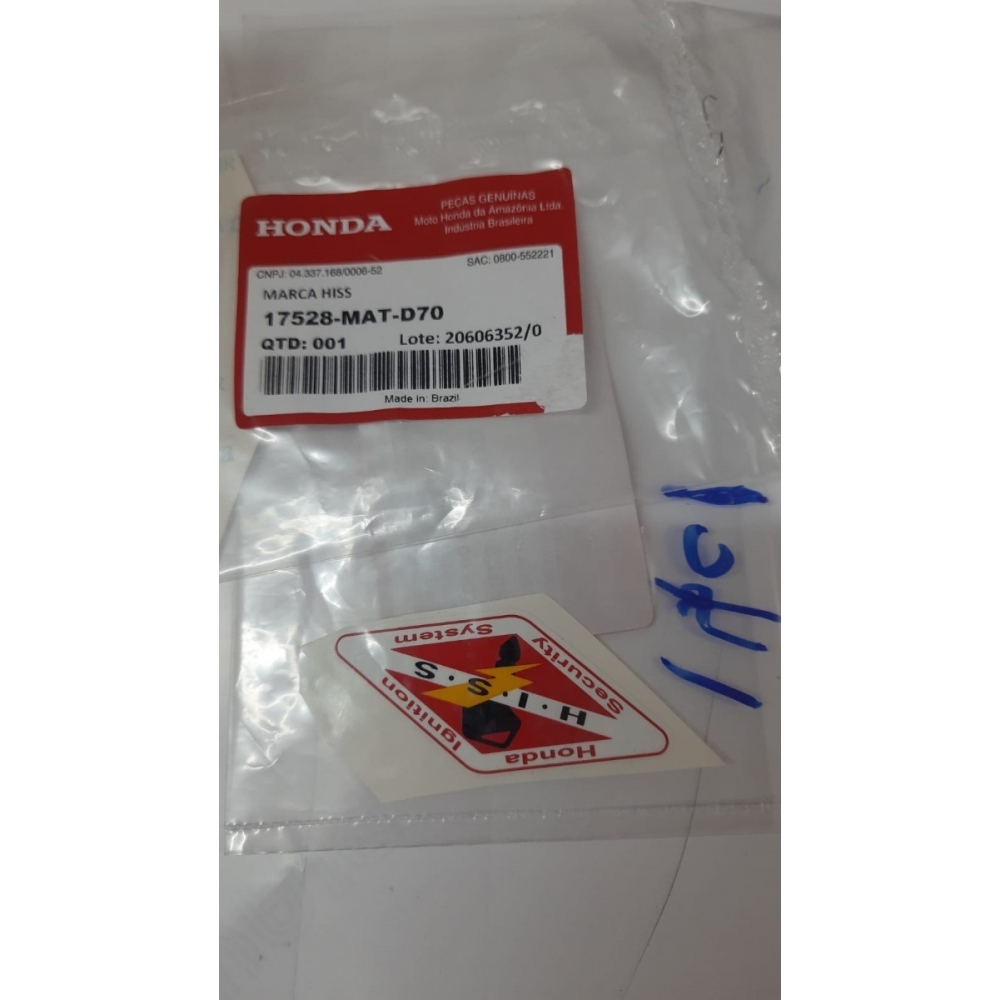 Adesivo Hiss Tanque Cb 600 Hornet Cbr 1000 Original Honda - Branco