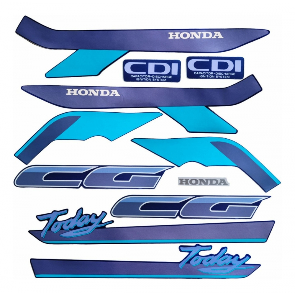 Kit Adesivos Faixas Moto CG 125 TODAY Azul 1992 Jogo Adesivo Jotaesse