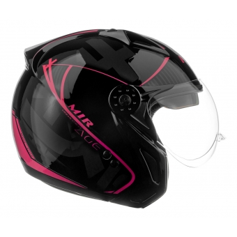 Capacete Moto Feminino Peels Mirage Edge Preto Rosa Custom Aviador C/ Óculos Queixeira Removível